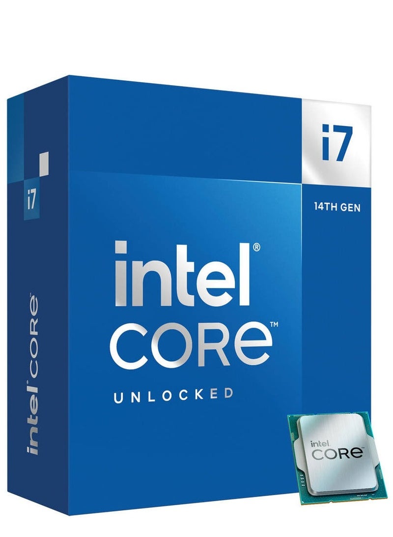 Intel Core i7-14700K 20-Core LGA 1700 14th Gen Processor, 20 Cores & 28 Threads, 30MB Cache Memory, 5.6GHz MaxTurbo Boost, Intel UHD Graphics 770, 2CH DDR5 / 192GB Max - Image 1